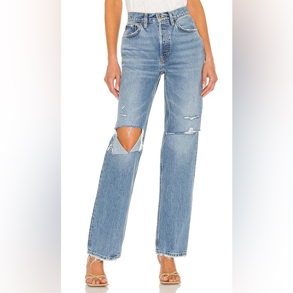 RE/DONE Originals 90s Comfy Jean in Sunfaded Destroy Distressed Blue Denim 24